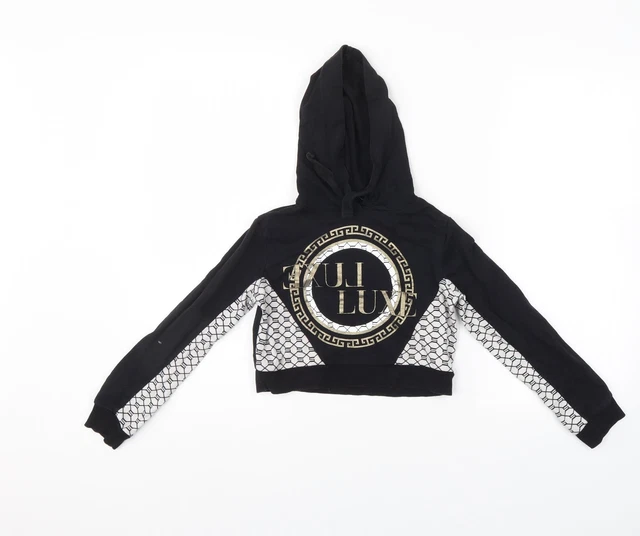 Select Girls Black  Cotton Pullover Hoodie Size 9 Years