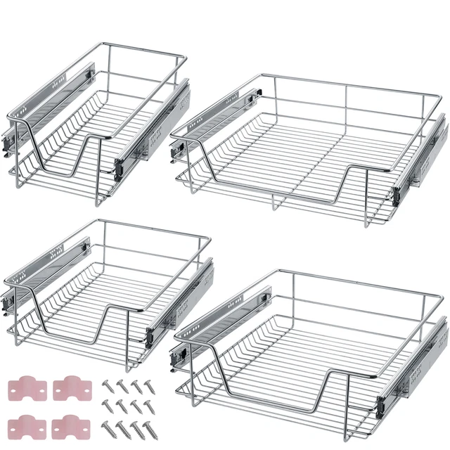 Set 2x Cajones Telescópicos Cocina Dormitorio Bandeja Rieles Acero Organizador