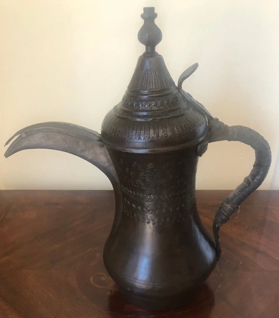 Beautiful Antique Araba Dallah Copper Coffee Teapot Height 32cm