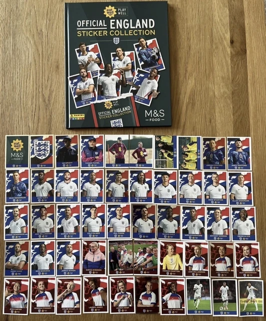One England Sticker Collection PANINI M&S OFFICIAL England Sticker Collection Book 2026 & 50 Stickers ...