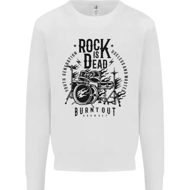 Rock is Dead Drum Kit Drummer Drumming Kids Sweatshirt Jumper