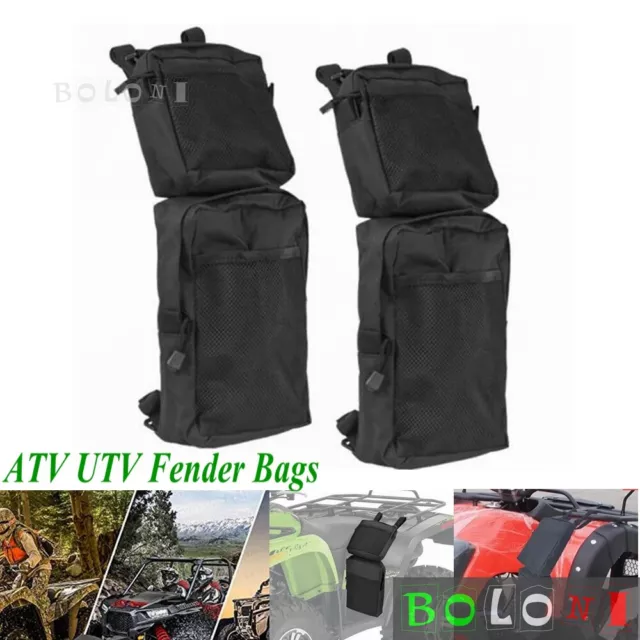 2-Pack Black Quad ATV 4-Wheeler Fender Cargo Storage Hunting Bags Luggage Bag