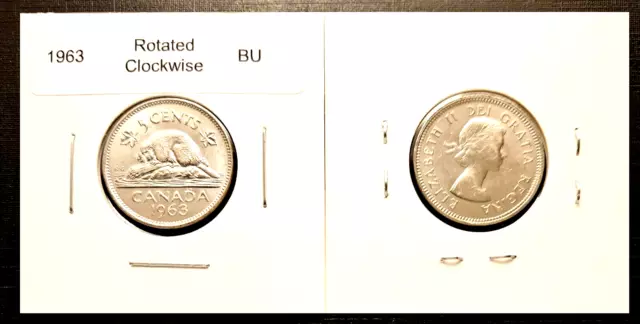 Canada 1963 Five Cents - Rotated Clockwise - BU UNC Nickel!!