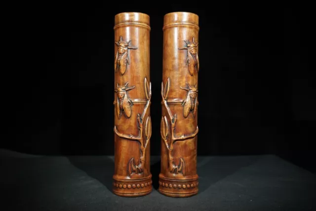 Chinese Vintage Rosewood Carved Exquisite Cicada Paperweight Ethnic Cultural Art