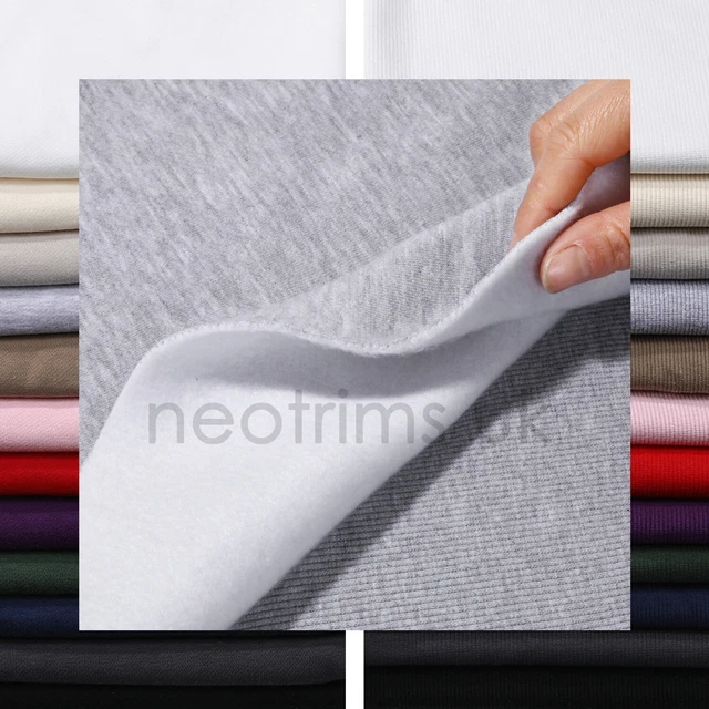 Lot De Coupons Tissu Molleton Coton - 100x160 Cm + Chutes - Couleur Gris Clair - Neuf
