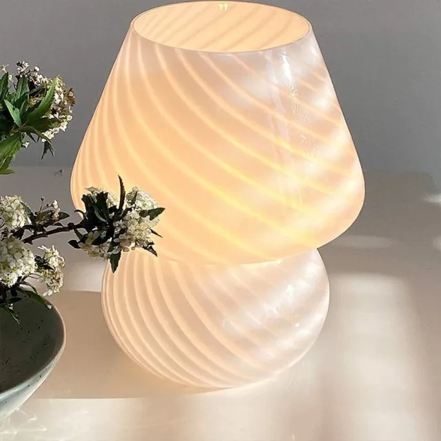 LED Pilzlampe Glas Tischlampe Murano Vintage Stil Pilz Design mit E27 Glühbirne