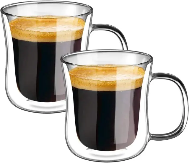 150ML TAZZA DA Caffè in Doppio Vetro Set Di 2 Bicchieri Espresso Doppia  Parete C EUR 26,31 - PicClick IT