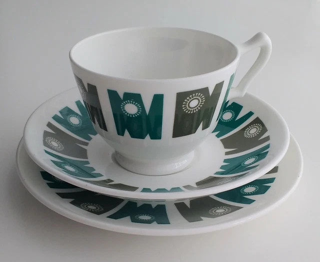 Vintage Crown Staffordshire 'Delamere' Bone China Tea Trio cup+saucer+side plate