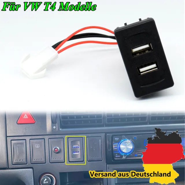 12V Für VW T4 Modelle Auto Schnell Dual USB Port Ladegerät Handy Steckdose