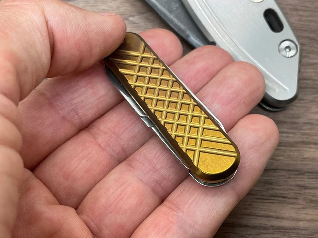 Stone Washed Bronze ano FRAG milled 58mm Titanium Scales for Swiss Army SAK
