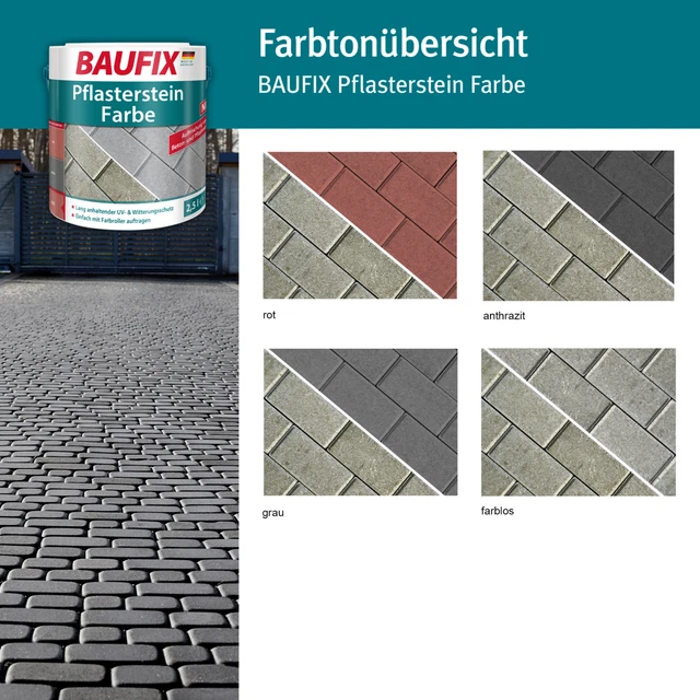 BAUFIX PFLASTERSTEIN FARBE, 2,5L EUR 24,95 PicClick DE