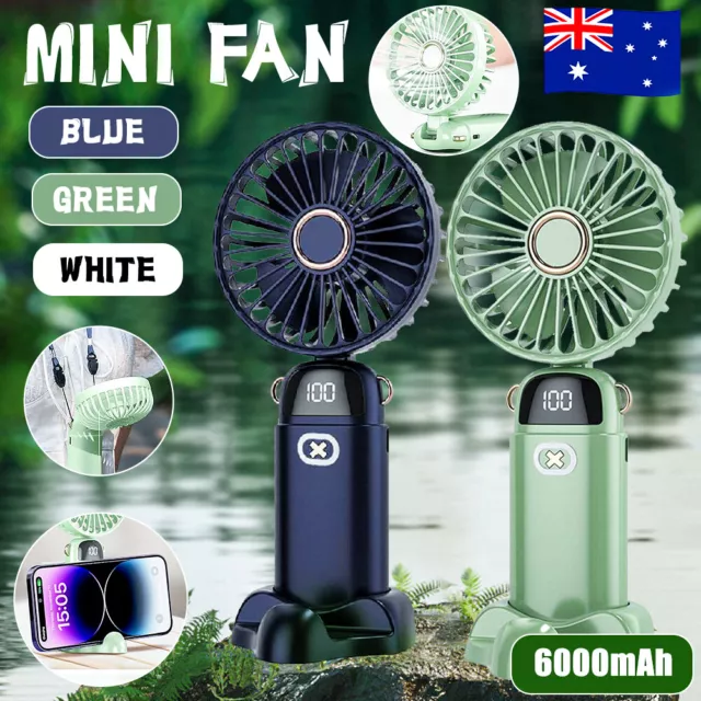 Mini Portable Hand-held Desk Fan Cooling Cooler USB Air Rechargeable 5 Speed AU