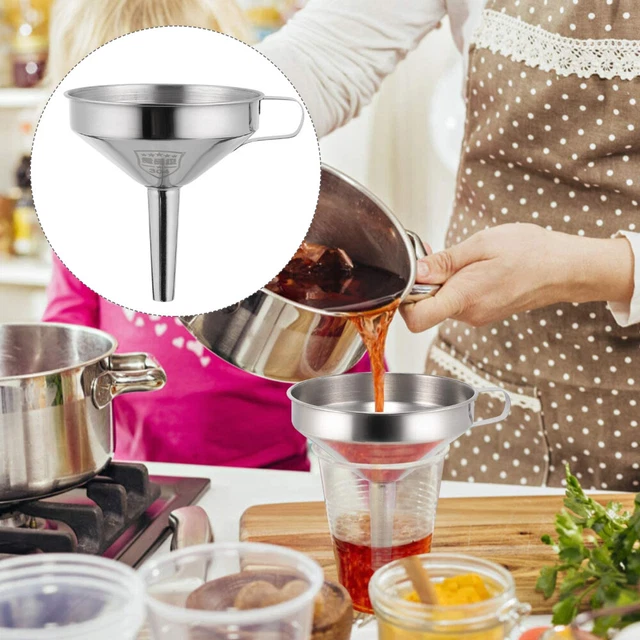 Juego de embudo de acero inoxidable vástago corto redondo relleno utensilios de cocina aceite de metal