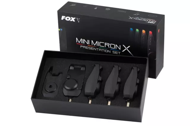 Fox Mini Mikron X 4 Stange Set / Karpfenangeln Bissanzeiger &