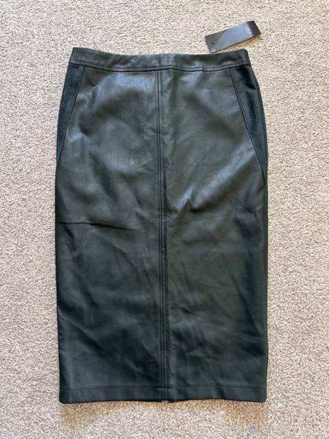 Dark Green Faux Leather Pencil Skirt, Size 8, BNWT