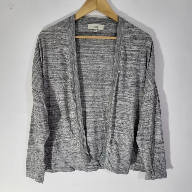 NEXT Cardigan Size 16-UK Marl Grey Fine Knit Open Front Relaxed Fit Casual