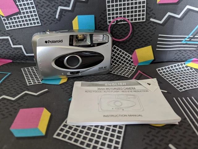 Cámara fotográfica compacta Polaroid 340 AF motorizada de enfoque automático 35 mm con manual