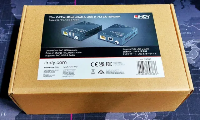 LINDY 70m Cat.6 HDMI 4K60, USB & Audio KVM Extender