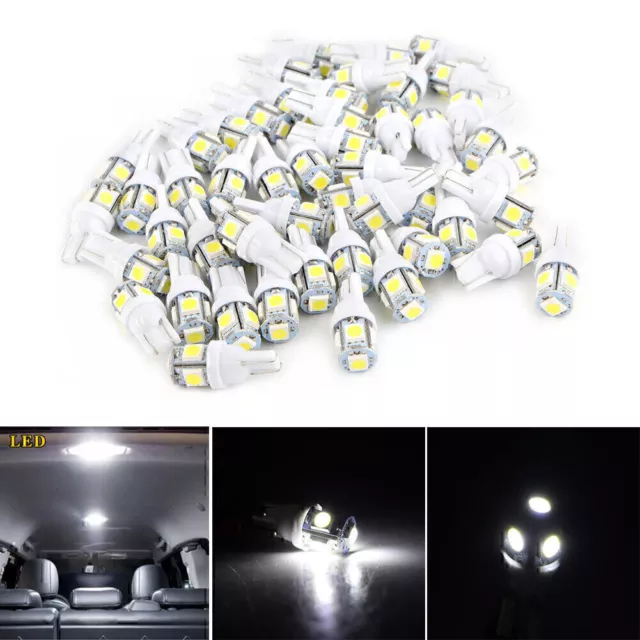 50x Pure White T10 168 194 5050 5SMD LED Interior Dome Map License Light Bulb UK