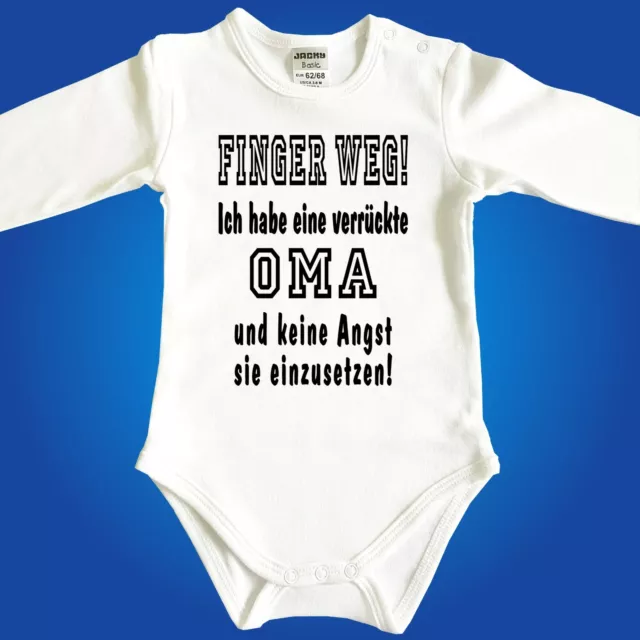 Fun Babybody Baby Body Strampler FINGER WEG  Oma Opa Tante Onkel Mama Papa Uroma