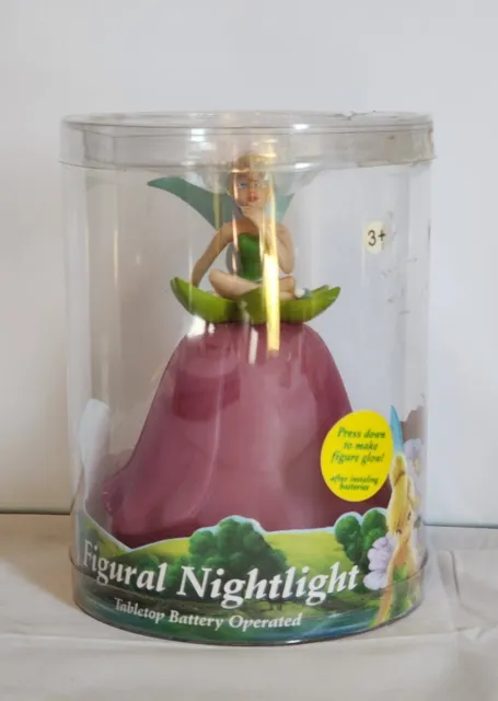 Disney Fairies Tinker Bell on Flower 5" Figural Nightlight *NOS* Idea Nuova