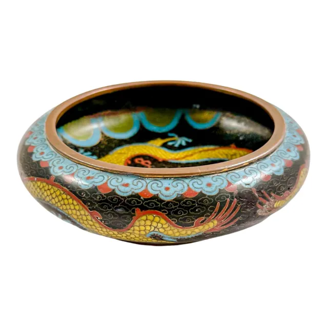 Antique Qing dynasty Chinese dragon design cloisonné enamel brush washer bowl 3