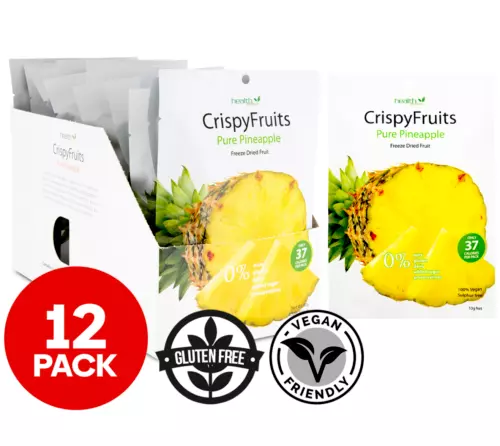 12 x CrispyFruits Freeze Dried Pure Pineapple 10g Freeze Dried Fruit Healthy Sna