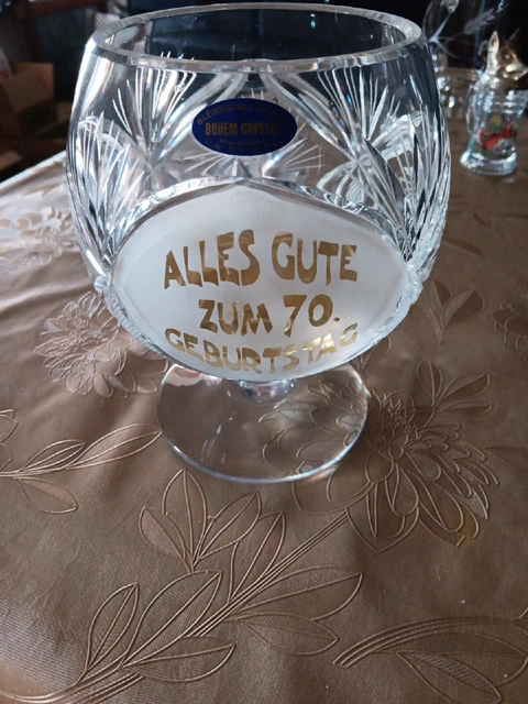 GLASPOKAL MIT GRAVUR "Alles Gute Zum 70. Geburtstag " EUR 9,00