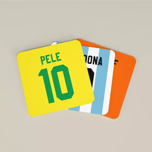 Retro Football International World Cup Legends Coasters - Set of 8