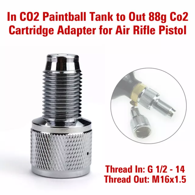 Paintball CO2 Tank to 88g Cartridge Capsule Threaded Adapter for PCP Air Gun