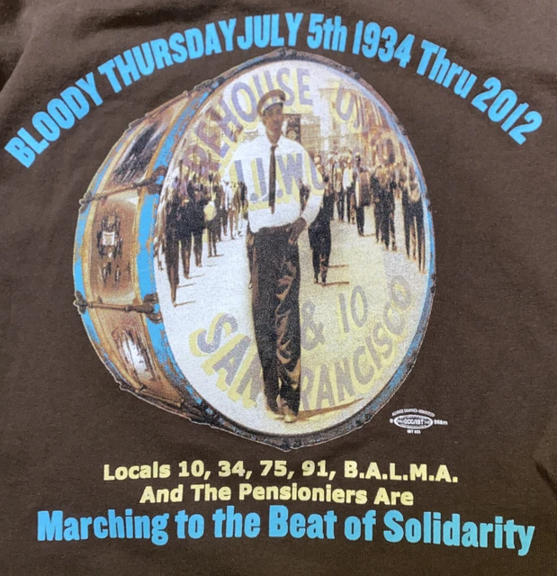 2012 ILWU Bloody Thursday brown pocket teeshirt XL