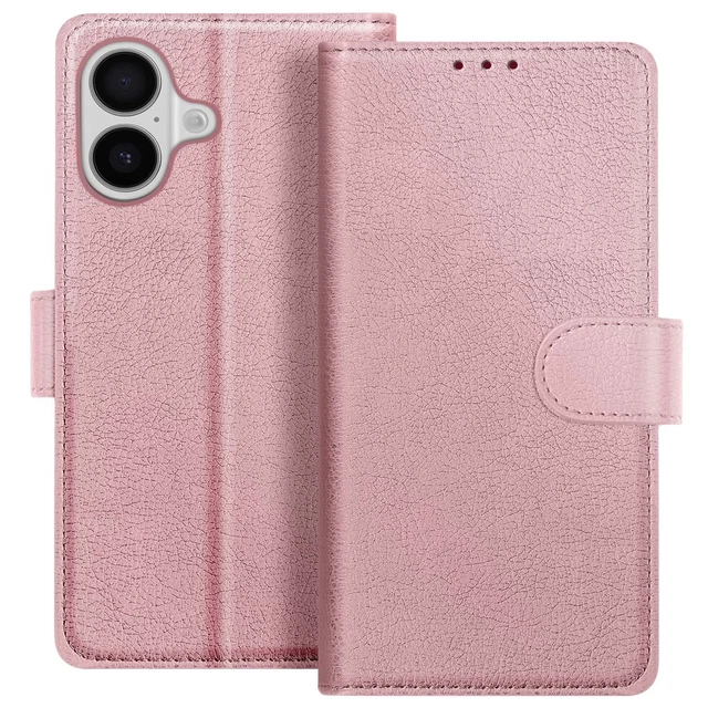 Housse Portefeuille IPhone 14 Plus - Fonction Support Vidéo - Rose Gold - Similicuir