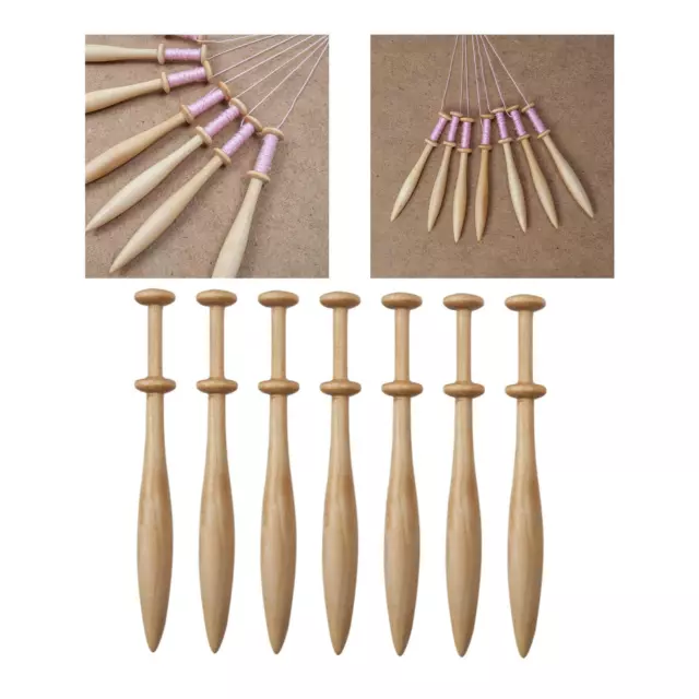 7Pcs Lace Bobbins Set Professional Adult Hand Knitting Tools Wood Weaving Tools