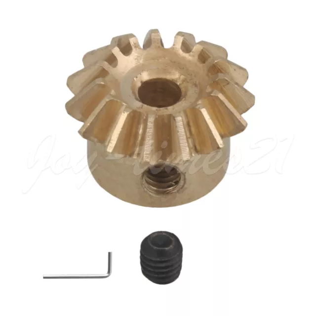 3mm Hole 15T 0.8 Module Motor Copper Tapered Bevel Gear Wheel Top Screw