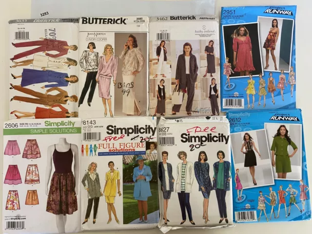 Lot 3253 - Bulk Sewing Patterns 8 x Butterick Simplicity Larger Sizes