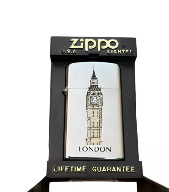 Vtg Zippo Lighter London Big Ben W Case Westminster England Parliament Tower