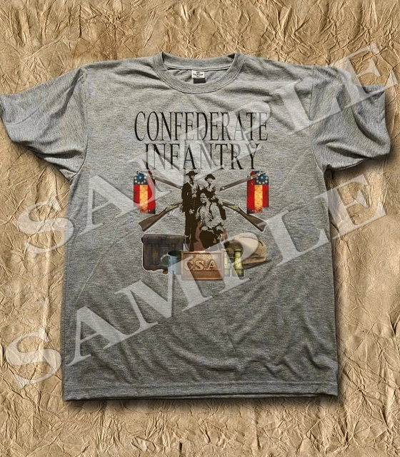 CONFEDERATE INFANTRY ASH colored American Civil War themed tshirt. 21