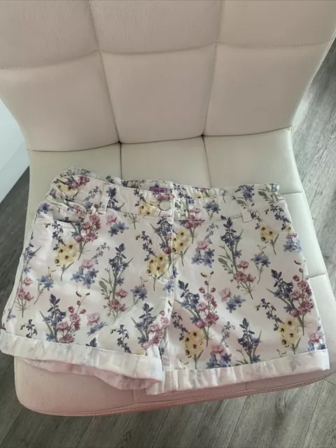 Cute Girl's Cream & Pastel  Ditsty Floral Summer Shorts Age 11-12 Yrs By F&F