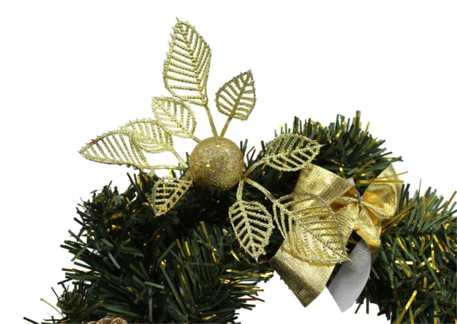 Buon Natale Ghirlanda Natale Corona Artificiale 25cm Oro & Verde 3