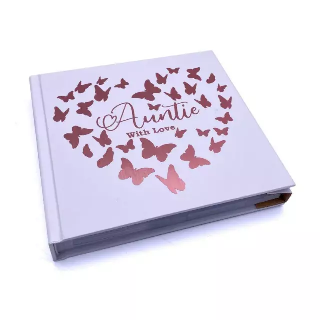 Zia With Love Album Fotografico Keepsake Regalo Farfalla Oro Rosa Design FLPV-38