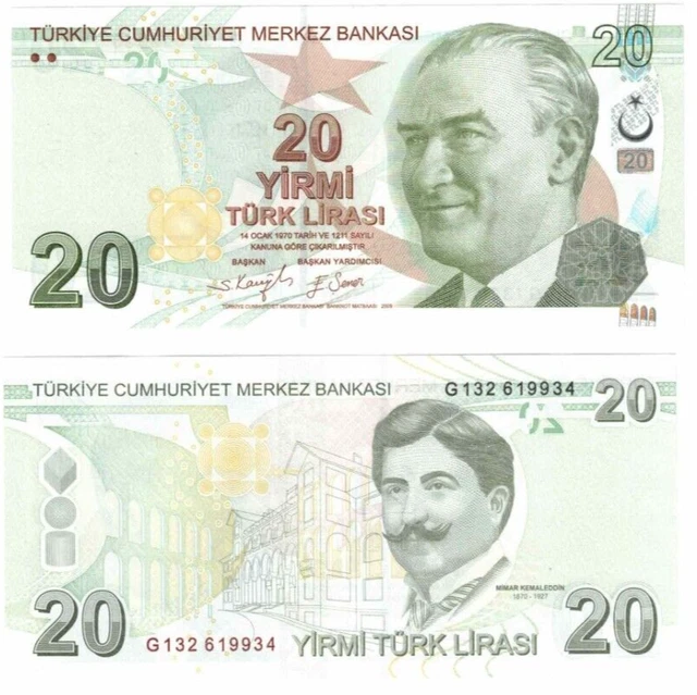 2022 TURKEY 20 Turkish Lira Banknote P224f Prefix G UNC Latest issue 3