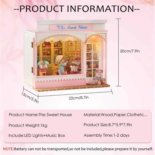 CUTEROOM DIY MINIATURE Dollhouse Kit with Furniture and LED Light, Mini