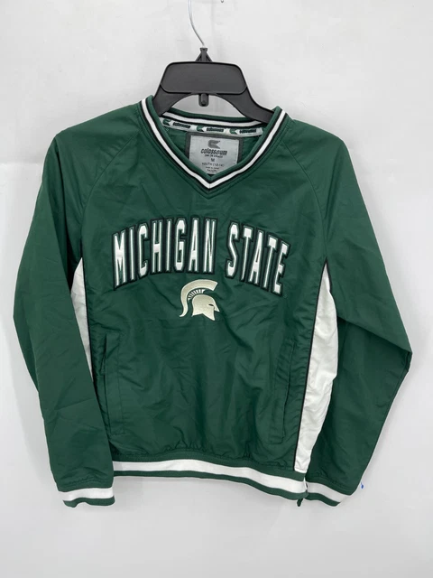 Colosseum Youth Size Medium Green Michigan State Long Sleeve Sweatshirt