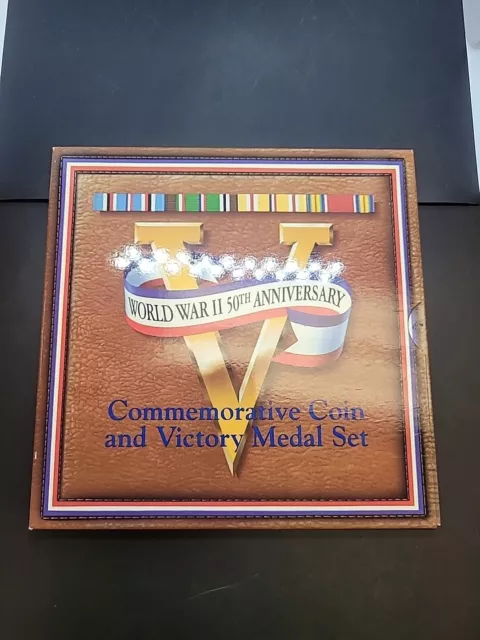 World War 2 II 50th anniversary Coin and Victory Medal Set US Mint (T-MC)