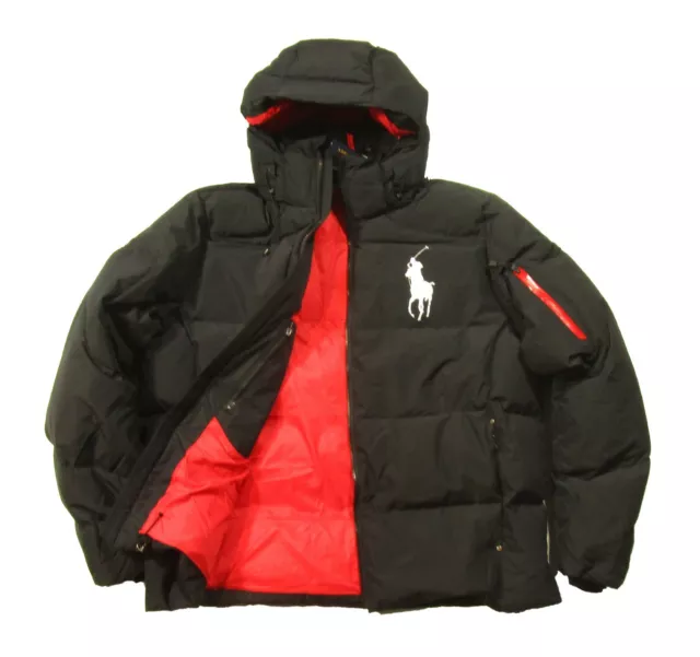 Polo Ralph Lauren Full Zip Hoodie Sweatshirt Big and Tall 2XB BLACK/Red Pony