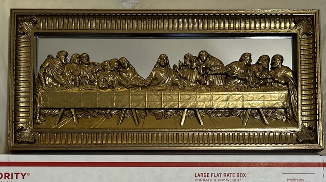 HOME INTERIORS THE LORD’S LAST SUPPER Gold Mirrored Picture Plaque Wall ...