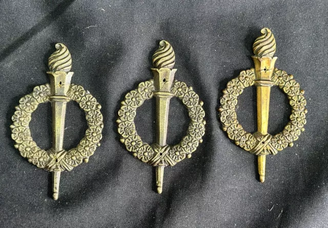 3  Victorian  Furniture Ormolu Mounts Wreath And Torch