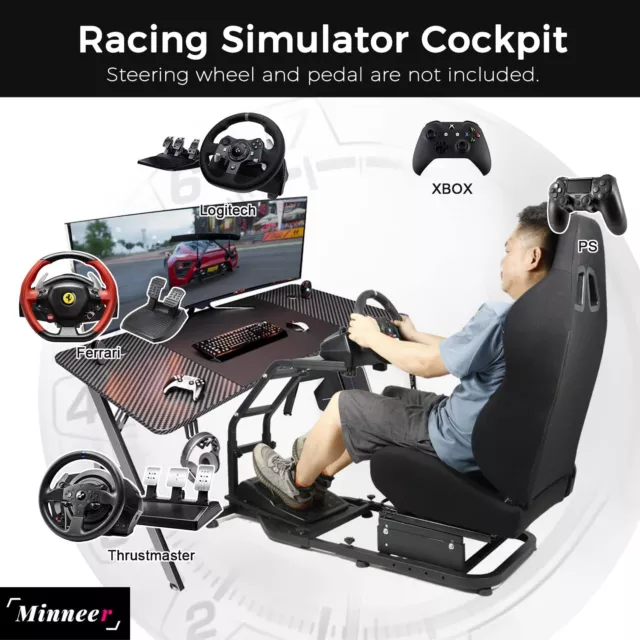 Minneer Sim Racing Simulator Cockpit Fit Logitech G29 G920 with Racing Seat