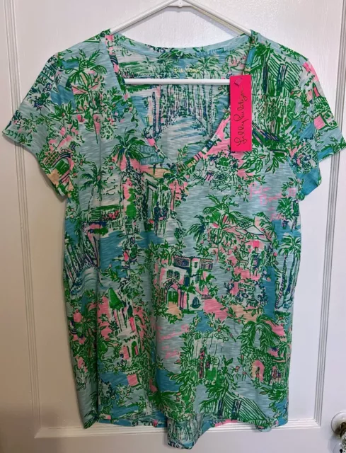 New!! 🌴 Lilly Pulitzer ETTA Top, “Lilly Loves Palm Beach” Size Large