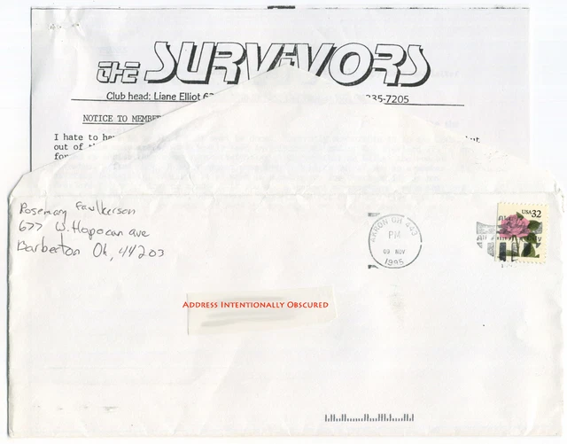 SURVIVORS Notice Letter; Transformers Fan Club 1995, Transmasters Overlord II